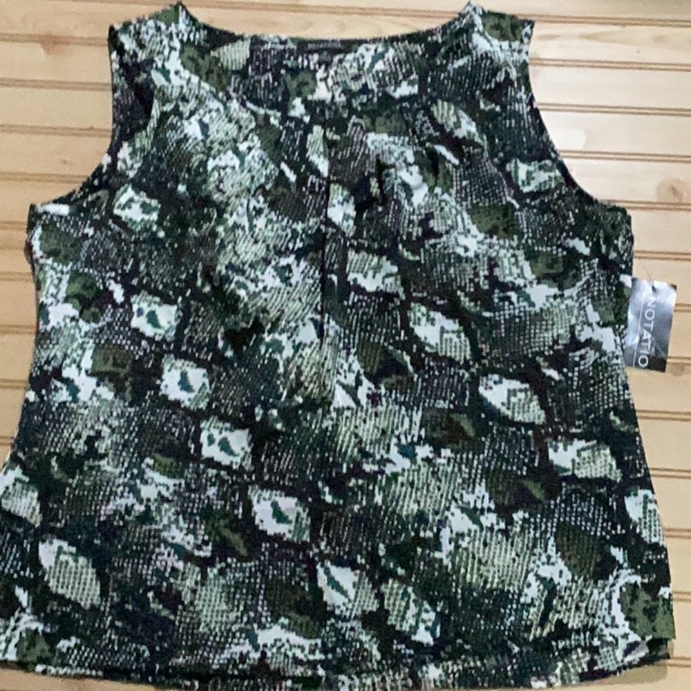 Notations Emerald Sea Snake‎ Snakeskin Reptile Sleeveless Dressy Tank Top XL NWT